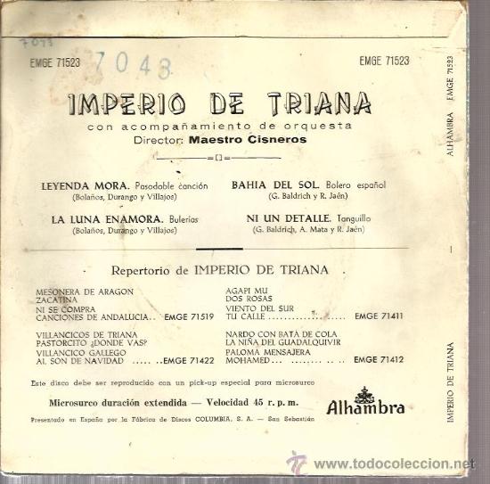 Discos de vinilo: EP IMPERIO DE TRIANA : LEYENDA MORA - Foto 2