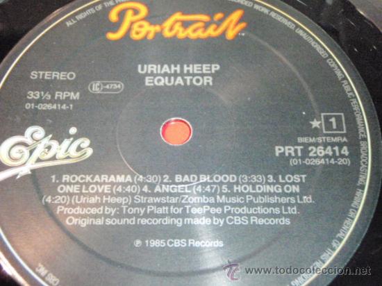 Discos de vinilo: Uriah Heep &ndash; Equator, Europe 1985 Epic - Foto 3