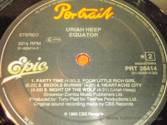 Discos de vinilo: Uriah Heep &ndash; Equator, Europe 1985 Epic - Foto 4