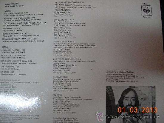 Discos de vinilo: Dave Mason LP Mariposa de Oro - Foto 2