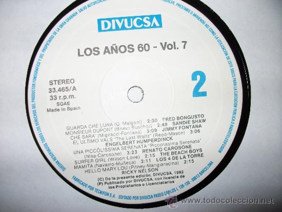 Discos de vinilo: LP	VVAA - LOS A&Ntilde;OS 60 VOL. 7 - Foto 2