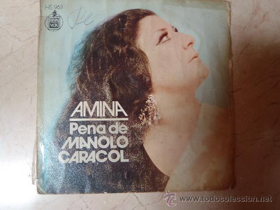 Discos de vinilo: SINGLE AMINA PENA DE MONOLO CARACOL - Foto 1