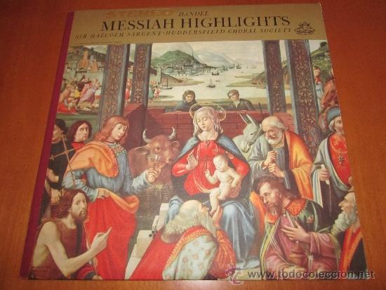 Disques de vinyle: HANDEL HAENDEL LP MESSIAH HIGHLIGHTS SARGENT HUDDERSFIELD CHORAL SOCIETY USA