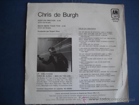 Discos de vinilo: CHRIS DE BURGH  HIGH EMOTION  PROMO - Foto 2