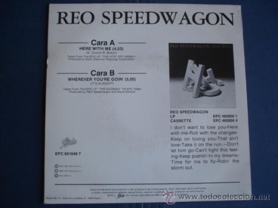 Discos de vinilo: REO SPEEDWAGON  HERE WITH ME  PROMO - Foto 2