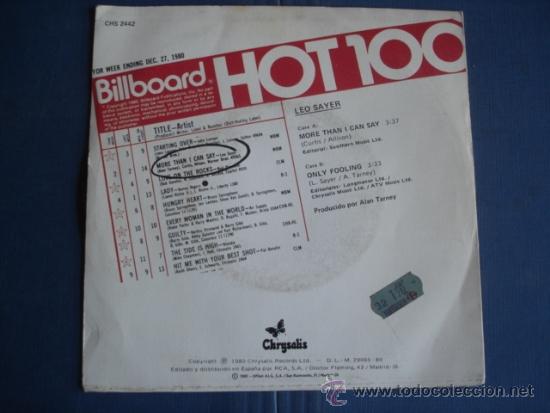 Discos de vinilo: LEO SAYER MORE THAN I CAN SAY - Foto 2