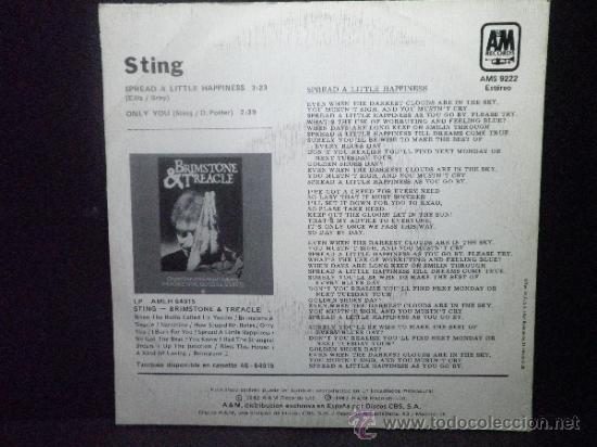 Discos de vinilo: SINGLE STING SPREAD A LITTLE HAPPINESS - Foto 2