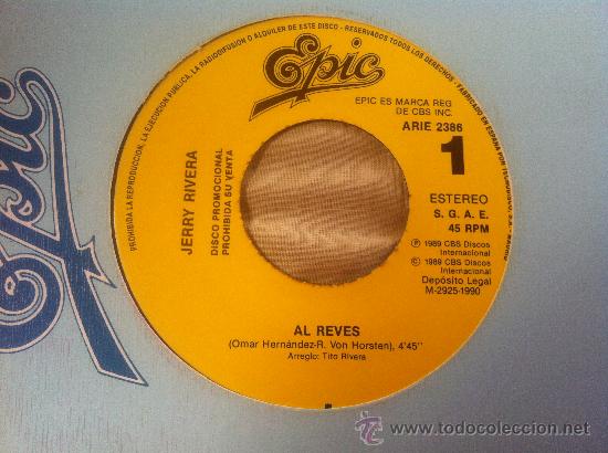 Discos de vinilo: 7&rdquo; SINGLE - JERRY RIVERA - AL REVES - Foto 1