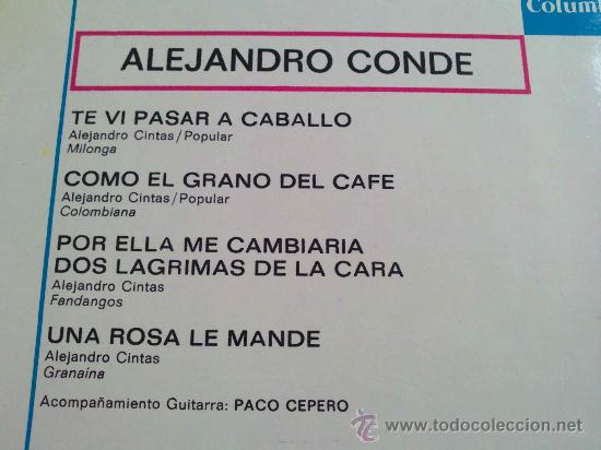 Discos de vinilo: ALEJANDRO CONDE, TE VI PASAR A CABALLO - LP DE VINILO - Foto 2
