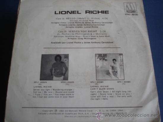 Discos de vinilo: LIONEL RICHIE   HELLO  PROMO - Foto 2
