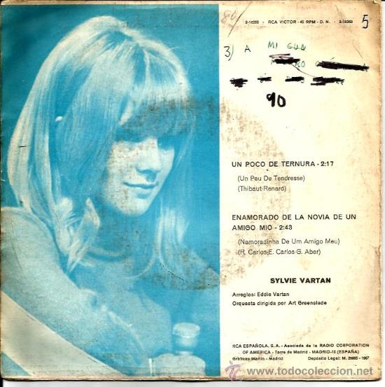 Discos de vinilo: SINGLE SYLVIE VARTAN : UN POCO DE TERNURA - Foto 2