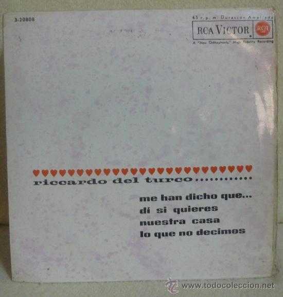 Dischi in vinile: Riccardo del Turco - Me Han Dicho Que... - EP RCA Victor - 3-20808 - Espa&ntilde;a 1964