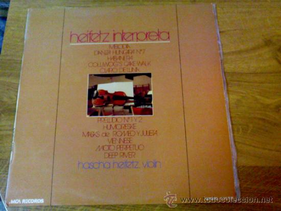 Disques de vinyle: HEIFETZ INTERPRETA. MELODIA. DANZA HUNGARA N&ordm; 7. HABANERA.CLARO DE LUNA.