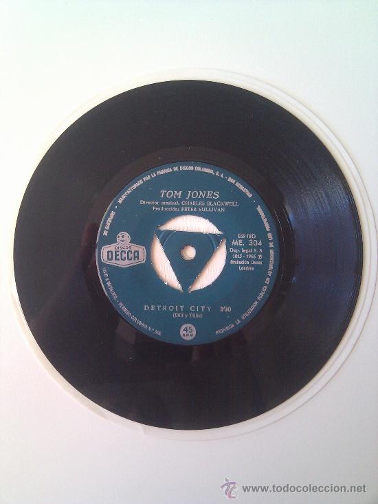 Discos de vinilo: VINILO 45.TOM JONES.DETROIT CITY.TEN GUITARS.SOLO DISCO,SIN CUBIERTA
