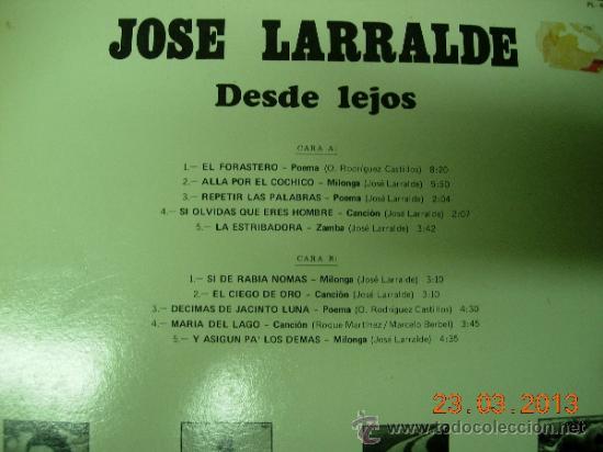 Discos de vinilo: Jose Larralde LP Desde lejos - Foto 2