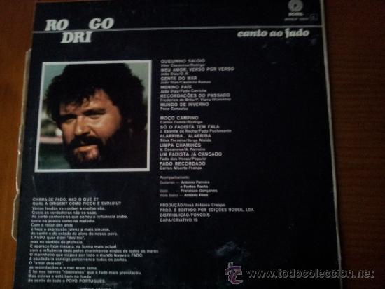 Discos de vinilo: RODRIGO -- CANTO AO FADO - Foto 2