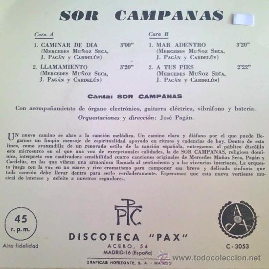 Discos de vinilo: SOR CAMPANAS - CAMINAR DE D&Iacute;A... EP - Foto 2