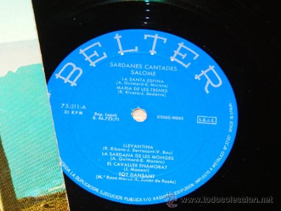 Discos de vinilo: SALOME SARDANES CANTADES BELTER - Foto 2