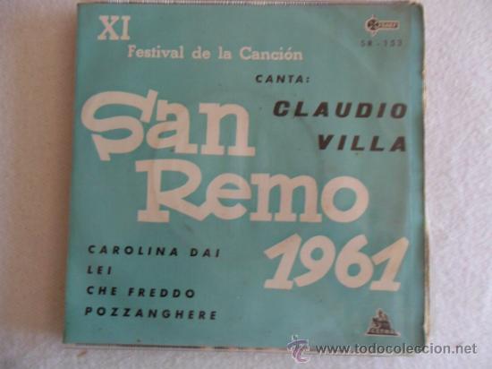 Dischi in vinile: CLAUDIO VILLA -  SAN REMO 1961 - CAROLINA DAI + 3 EP