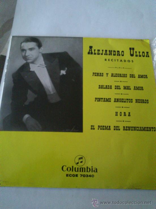 Discos de vinilo: Antiguo Single De Alejandro Ulloa Recitados, Single De 1964. - Foto 1