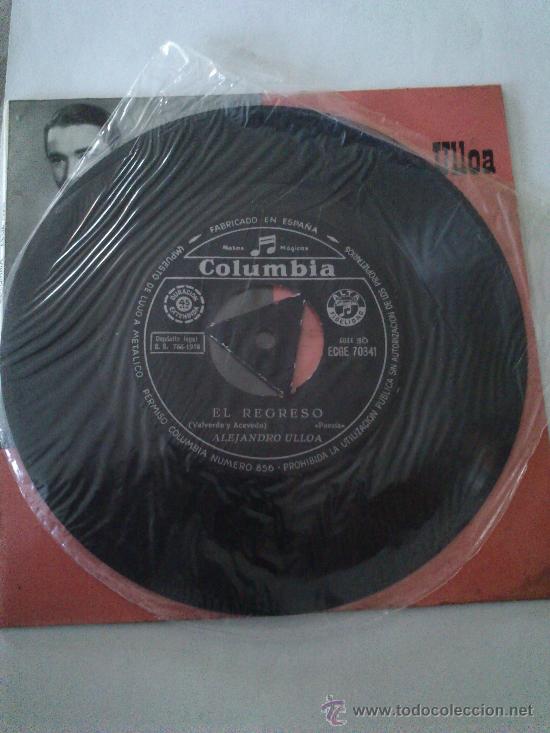 Discos de vinilo: Antiguo Single De Alejandro Ulloa Recitados, Del A&ntilde;o 1958. - Foto 3