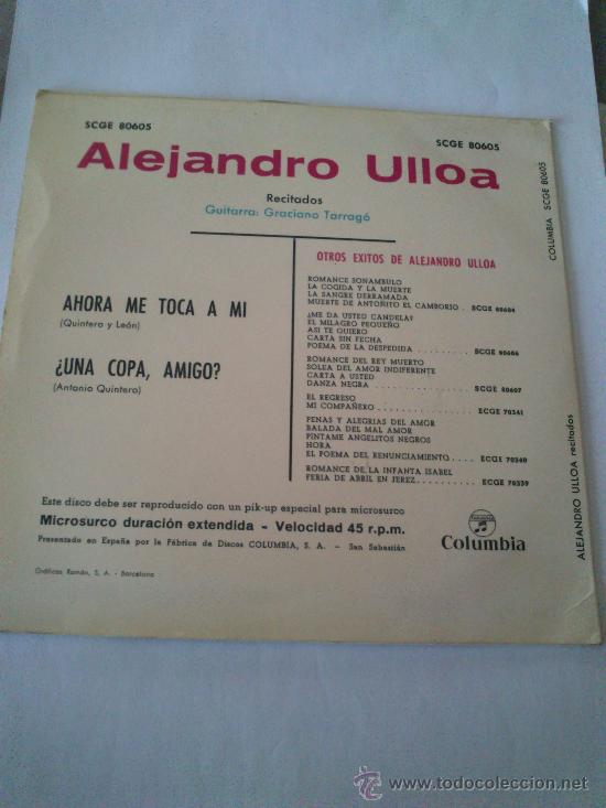 Discos de vinilo: Antiguo Single De Alejandro Ulloa, Del A&ntilde;o 1963. - Foto 2