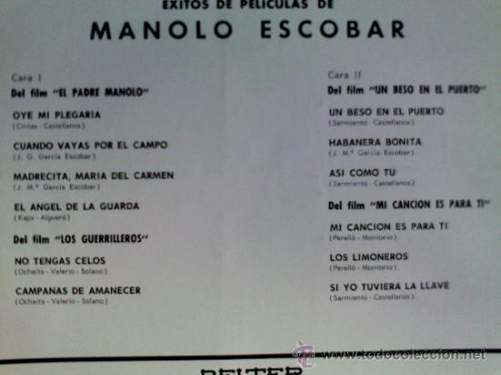 Discos de vinilo: MANOLO ESCOBAR. EXITOS DE PELICULAS. - Foto 3