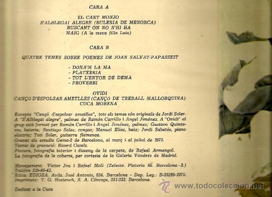 Discos de vinilo: LP TOTI SOLER : EL CANT MONJO - Foto 2