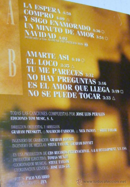 Discos de vinilo: JOSE LUIS PERALES - LA ESPERA 1988 - Foto 3