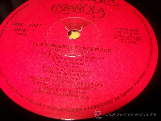 Discos de vinilo: MANUEL DE FALLA - EL SOMBRERO DE TRES PICOS - Foto 1