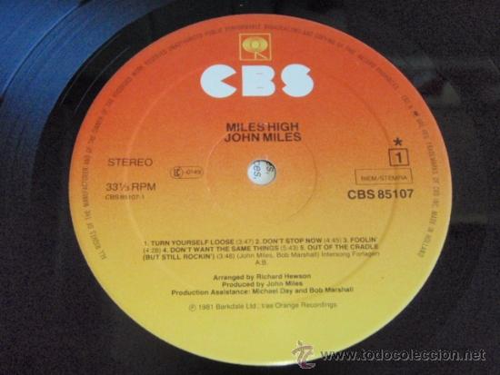 Discos de vinilo: John Miles &lrm;&ndash; Miles High Holanda,1981 CBS - Foto 5