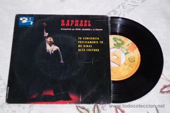 Discos de vinilo: RAPHAEL 7&acute;EP TU CONCIENCIA + 3 (1963) GRAN CONDICION - Foto 1