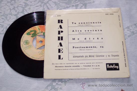 Discos de vinilo: RAPHAEL 7&acute;EP TU CONCIENCIA + 3 (1963) GRAN CONDICION - Foto 2