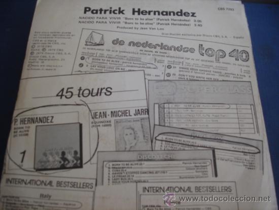 Discos de vinilo: PATRICK HERNANDEZ   BORN TO BE ALIVE - Foto 2