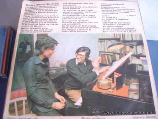 Discos de vinilo: GLORIA   SI SUPIERAS / CUANDO TE OLVIDARE - Foto 2