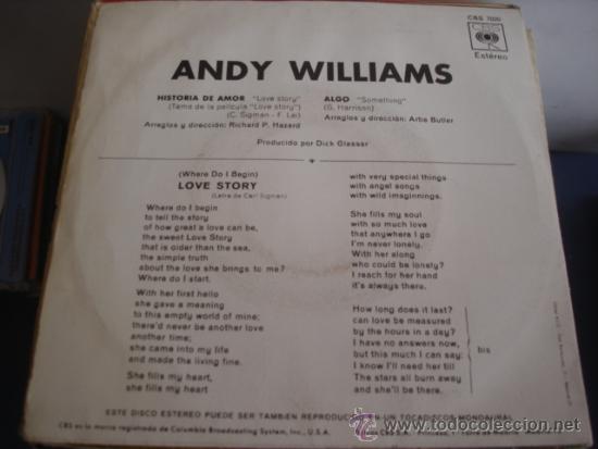 Discos de vinilo: ANDY WILLIAMS   LOVE STORY - Foto 2