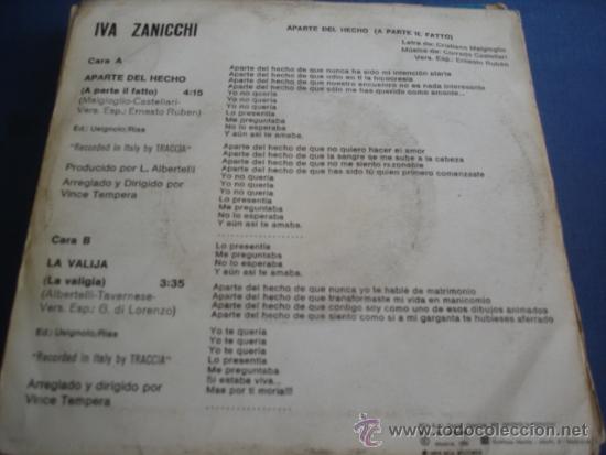 Discos de vinilo: IVA ZANICCHI   APARTE DEL HECHO - Foto 2