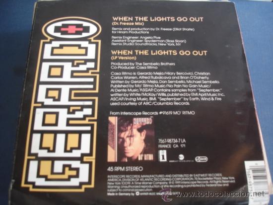 Discos de vinilo: GERARDO   WHEN THE LIGHTS GO OUT - Foto 2