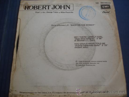 Discos de vinilo: ROBERT JOHN   HOLA CHICA SOLITARIA - Foto 2
