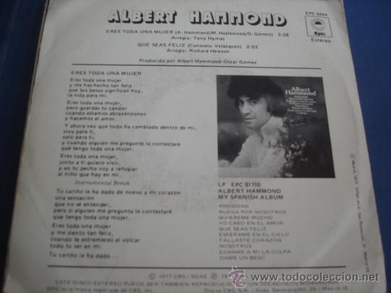 Discos de vinilo: ALBERT HAMMOND   ERES TODA UNA MUJER - Foto 2