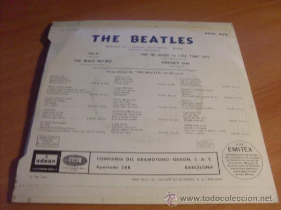 Discos de vinilo: THE BEATLES ( HELP + 3) EP ESPA&Ntilde;A 1969 (EPI18 - Foto 2