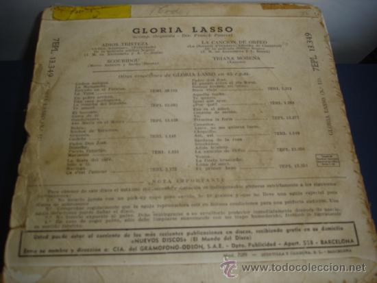 Discos de vinilo: GLORIA LASSO   ADIOS TRISTEZA - Foto 2