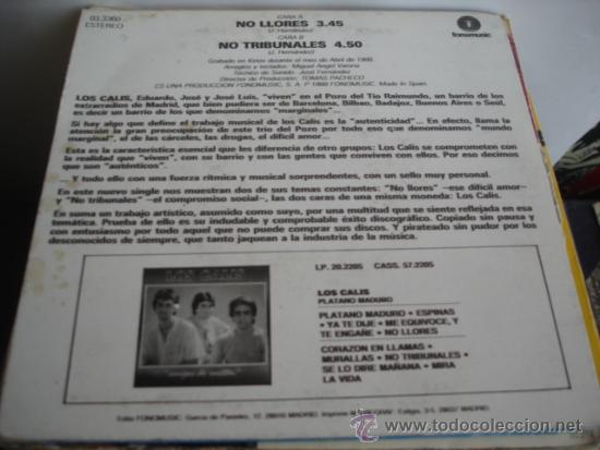 Discos de vinilo: LOS CALIS   NO LLORES  promo - Foto 2