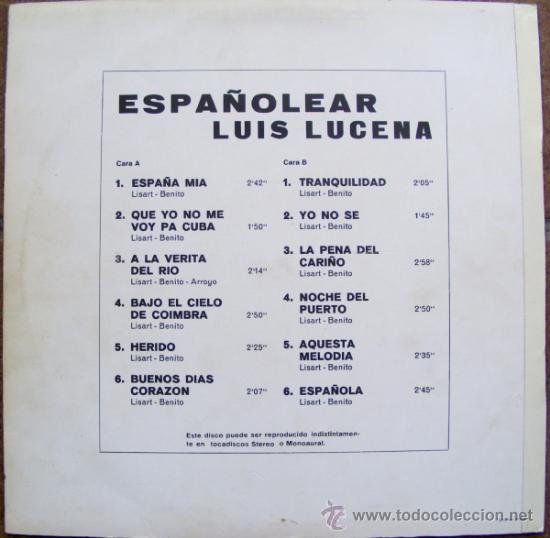 Discos de vinilo: ESPA&Ntilde;OLEAR - LUIS LUCERNA - Foto 2
