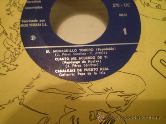 Discos de vinilo: SINGLE DE CANALEJAS DE PUERTO REAL - Foto 2
