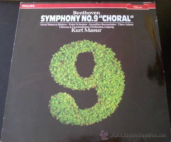 Discos de vinilo: BEETHOVEN SINFON&Iacute;A N&ordm; 9 CORAL - DIRECTOR KURT MASUR, CHORUS & GEWANDHAUS ORCHESTRA, LEIPZIG - LP