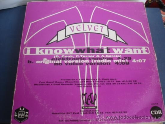 Discos de vinilo: VELVET  I KNOW WHAT I WANT - Foto 2