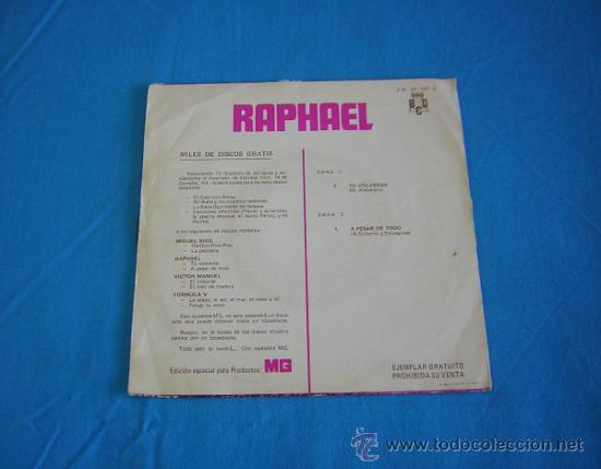 Discos de vinilo: Raphael - &rdquo; Tu volver&aacute;s &rdquo; y &rdquo; A pesar de todo &rdquo; 1970 - Foto 4