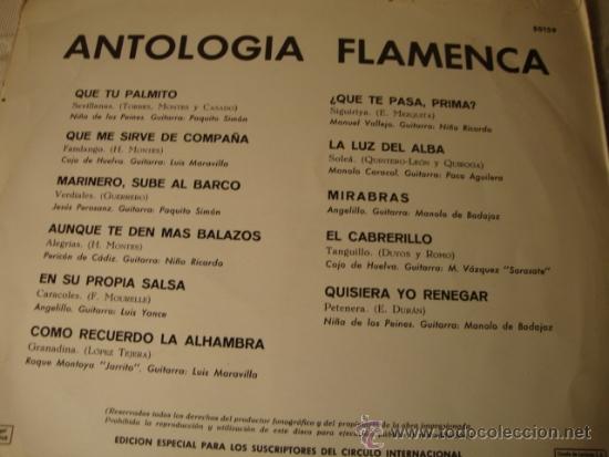 Discos de vinilo: DISCO LP 33 ANTOLOGIA FLAMENCA - Foto 2
