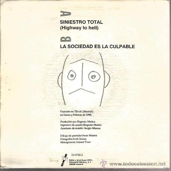 Discos de vinilo: SINGLE SINIESTRO TOTAL : : SINIESTRO TOTAL ( HIGHWAY TO HELL) - Foto 2